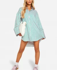Stripe Wide Sleeve Shirt Dress Stripe Wide Sleeve Shirt Dress